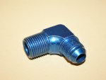 Used -8 To 1/2" NPT 90 Degree An Flare To Pipe Adpt. Blue