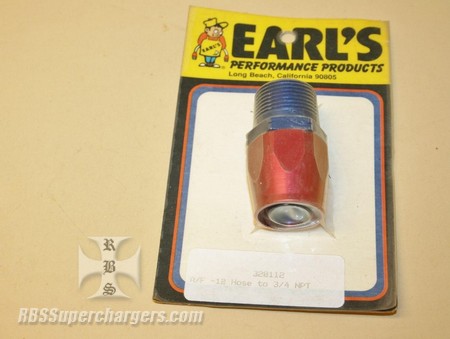 Used -12 To 3/4" NPT Pipe Hose End Alum. Fitting Earl's #320112 (7003-0081Y)