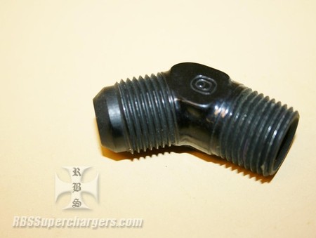 Used -10 To 1/2" NPT 45 Degree An Flare To Pipe Adpt. Black (7003-0067X)