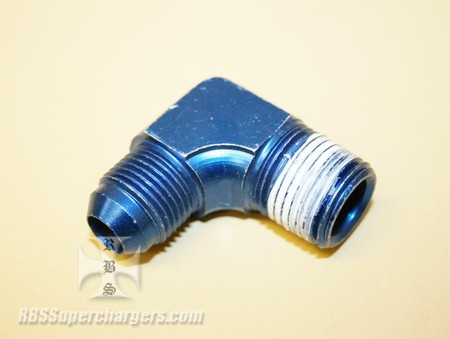 Used -8 To 1/2" NPT 90 Degree An Flare To Pipe Adpt. Blue (7003-0065V)
