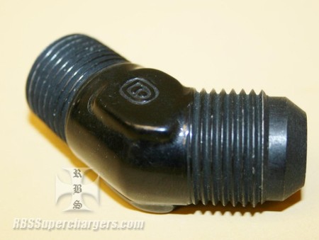 Used -10 To 1/2" NPT 45 Degree An Flare To Pipe Adpt. Black (7003-0067A)
