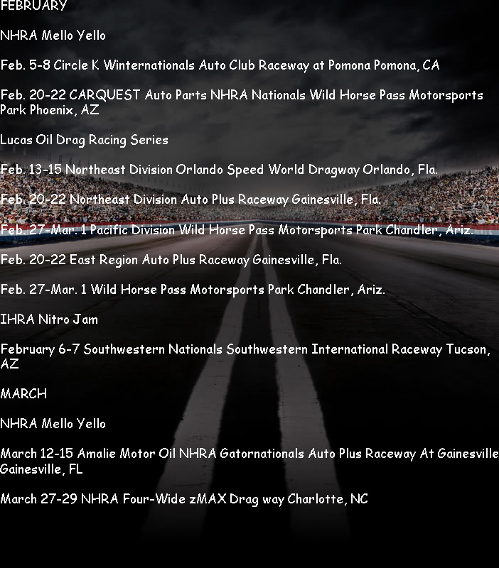 2016 Racing Schedules