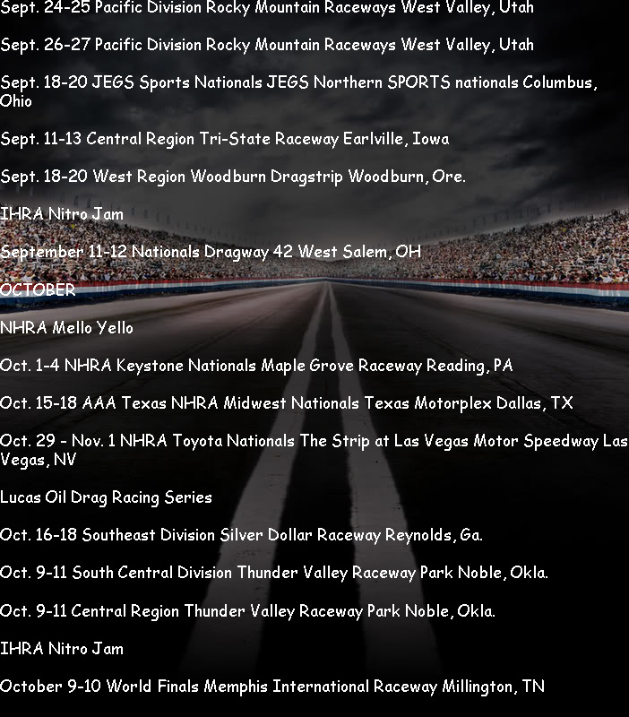 2016 Racing Schedules
