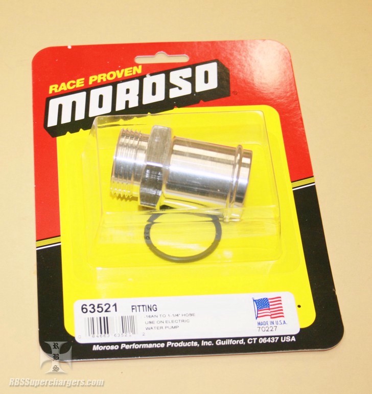 Moroso Water Pump Fitting 16AN to 1-1/4 Hose Moroso Water Pump Fitting 16AN to 1-1/4 Hose