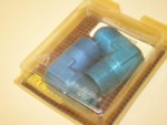 Used -16 To 1" NPT 90 Degree An Flare To Pipe Adpt. Blue
