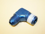 Used -8 To 1/2" NPT 90 Degree An Flare To Pipe Adpt. Blue