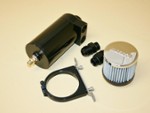 Burn Down Breather Tank Assm. Moroso Dual -12 Male Black Billet Alum.