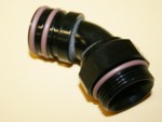 Full Swivel 45 Degree Fitting ORB Alum. Black Quick Disconnect Clamshell Swept Tube