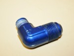 Used -10 To 3/8" NPT 90 Degree An Flare To Pipe Adpt. Blue