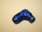Used -10 To 3/8" NPT 90 Degree An Flare To Pipe Adpt. Blue