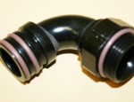 Full Swivel 90 Degree Fitting ORB Alum. Black Quick Disconnect Clamshell Swept Tube