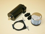 Burn Down Breather Tank Assm. Moroso Dual -12 Male Black Billet Alum.