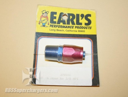 Used -6 To 3/8" NPT Pipe AN Hose End Alum. Fitting Earl's #320166 (7003-0084V)