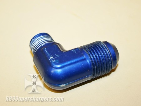 Used -10 To 3/8" NPT 90 Degree An Flare To Pipe Adpt. Blue (7003-0068I)