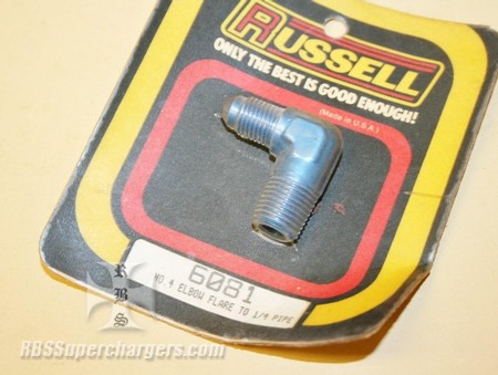 Used -4 To 1/4" NPT Pipe Alum. Fitting Russell 90 Degree #6081 (7003-0085T)