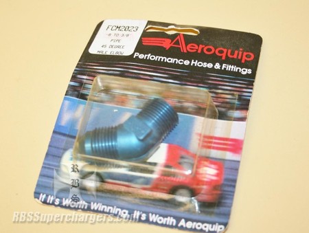 Used -8 To 3/8" NPT Pipe Alum. Fitting Aeroquip 45 Degree #FCM2023 (7003-0033B)