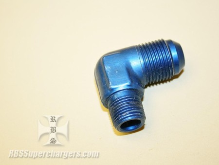 Used -10 To 3/8" NPT 90 Degree An Flare To Pipe Adpt. Blue (7003-0062R)
