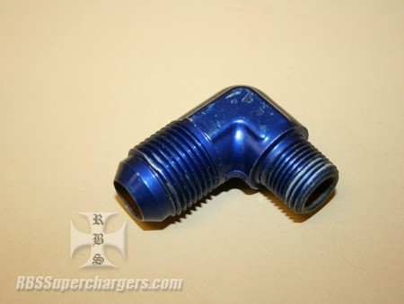 Used -10 To 3/8" NPT 90 Degree An Flare To Pipe Adpt. Blue (7003-0049N)