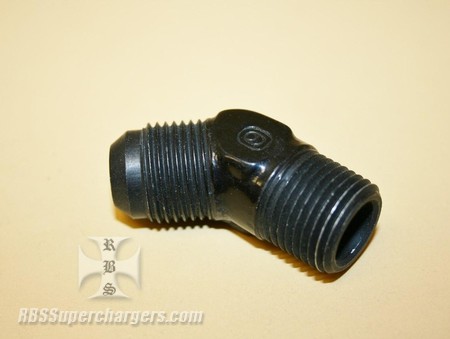 Used -10 To 1/2" NPT 45 Degree An Flare To Pipe Adpt. Black (7003-0054P)